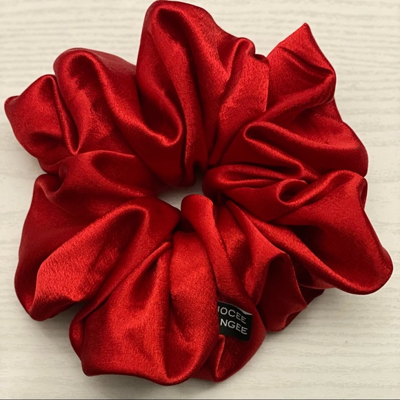 Jumbo Scarlet Satin Scrunchies Handcrafted - Picture 4 of 8